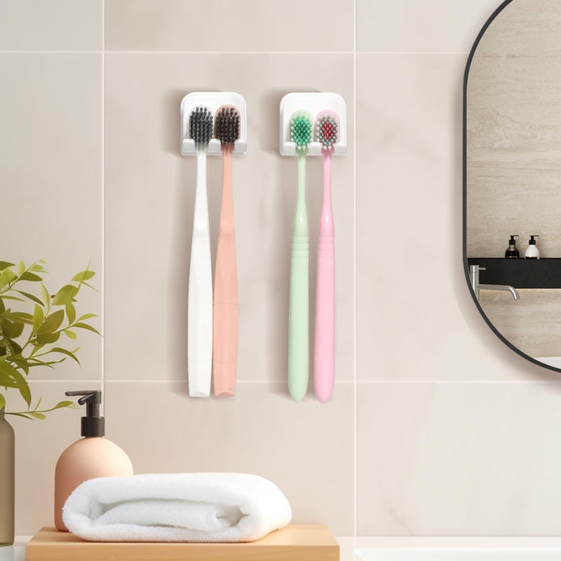 Moodefing 2-Piece Set of White self-Adhesive Wall-Mounted Waterproof Toothbrush Holders, Electric Toothbrush Holder for Bathroomsï¼ŒSuitable for Bathroom Showers. - Image 3