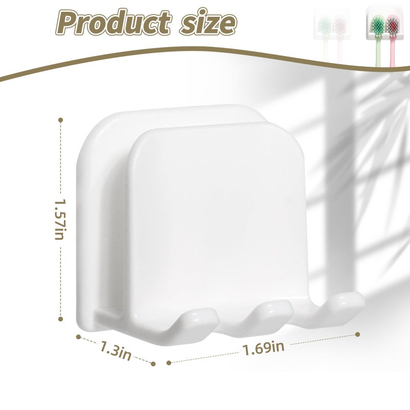 Moodefing 2-Piece Set of White self-Adhesive Wall-Mounted Waterproof Toothbrush Holders, Electric Toothbrush Holder for Bathroomsï¼ŒSuitable for Bathroom Showers. - Image 2