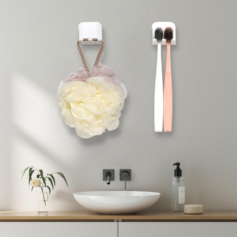 Moodefing 2-Piece Set of White self-Adhesive Wall-Mounted Waterproof Toothbrush Holders, Electric Toothbrush Holder for Bathroomsï¼ŒSuitable for Bathroom Showers. - Image 5