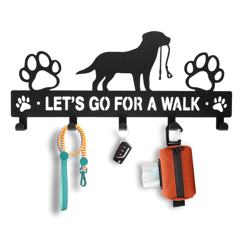 BienBion Iron Dog Leash Holder for Wall with 5Hooks Doorway Dog Hooks Dog Accessory Holder
