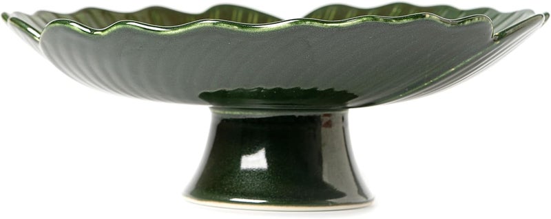 KuJaRen وعاء فواكه خزفي لكونتر المطبخ وعاء زخرفي وعاء قائم وعاء ذو قاعدة وعاء فواكه حديث وعاء فواكه كبير أوعية زخرفية لديكور المنزل وعاء فواكه أخضر 105 - Image 1