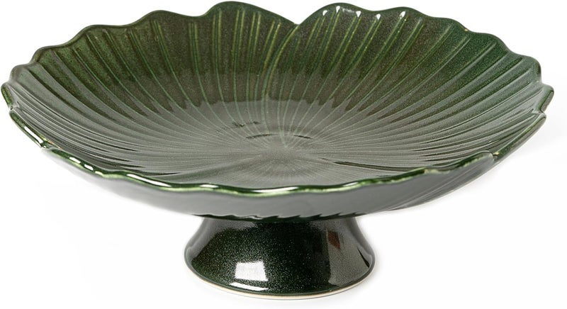 KuJaRen وعاء فواكه خزفي لكونتر المطبخ وعاء زخرفي وعاء قائم وعاء ذو قاعدة وعاء فواكه حديث وعاء فواكه كبير أوعية زخرفية لديكور المنزل وعاء فواكه أخضر 105 - Image 2