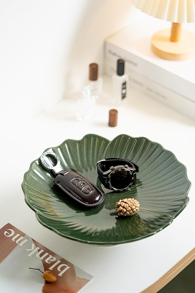 KuJaRen وعاء فواكه خزفي لكونتر المطبخ وعاء زخرفي وعاء قائم وعاء ذو قاعدة وعاء فواكه حديث وعاء فواكه كبير أوعية زخرفية لديكور المنزل وعاء فواكه أخضر 105 - Image 5