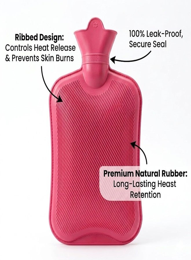 ReliefGo Premium Rubber Hot Water Bag for Pain Relief - 2 Litre, Leak-Proof Garam Pani ki Thaili for Back, Knee & Period Cramp Relief (multicolour) - Image 2