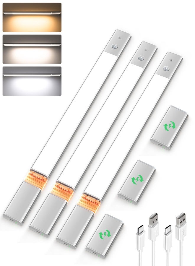 EZVALO Under Cabinet Lighting, Motion Sensor Closet Lights with 3 Extra Batteries, 76 LEDs Dimmable Eye-Caring Rechargeable LED Lights, 3 Color Temps, Under Counter Lights for Kitchen, Wardrobe - Image 1