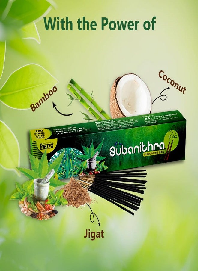 AVL Subanithra Herbal Incense 200 Sticks|from The House of Eyetex|100% Herbal|Chemical-Free|Low Smoke Output|Eco-Friendly - Image 4