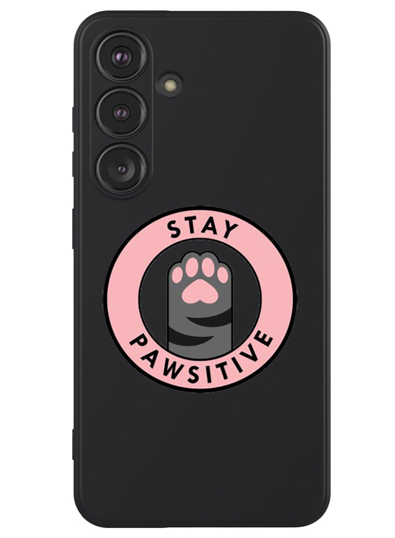 Theodor Protective Slim Fit Case Liquid Silicone Cover with Full Body Protection Anti-Scratch Shockproof Case For Samsung Galaxy S24 (Black) - Stay Pawsitive 1 - Image 1