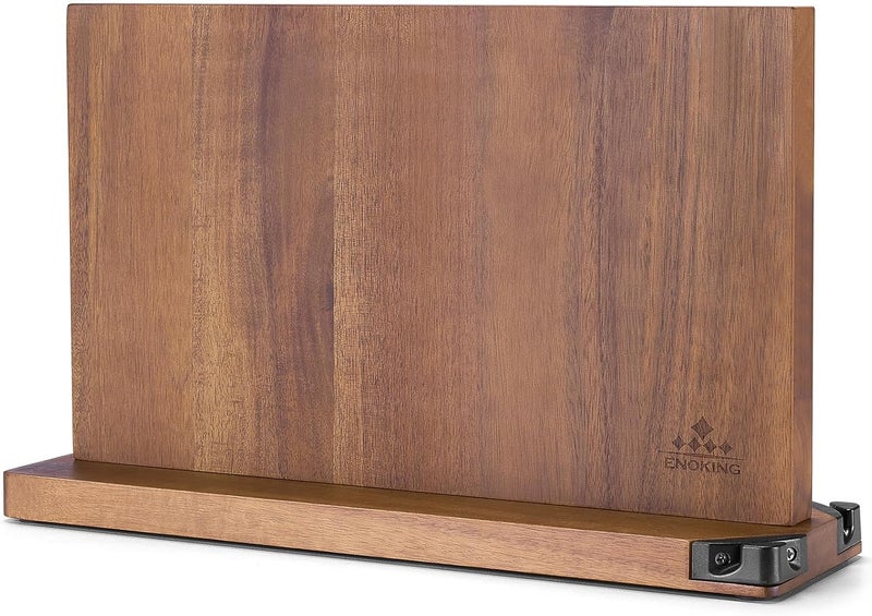 ENOKING 15.2" حامل سكاكين مغناطيسي كبير جداً مع شاربين مزدوجين، حامل سكاكين من خشب الأكاسيا ووقوف عرض مع مغناطيسات قوية - Image 1