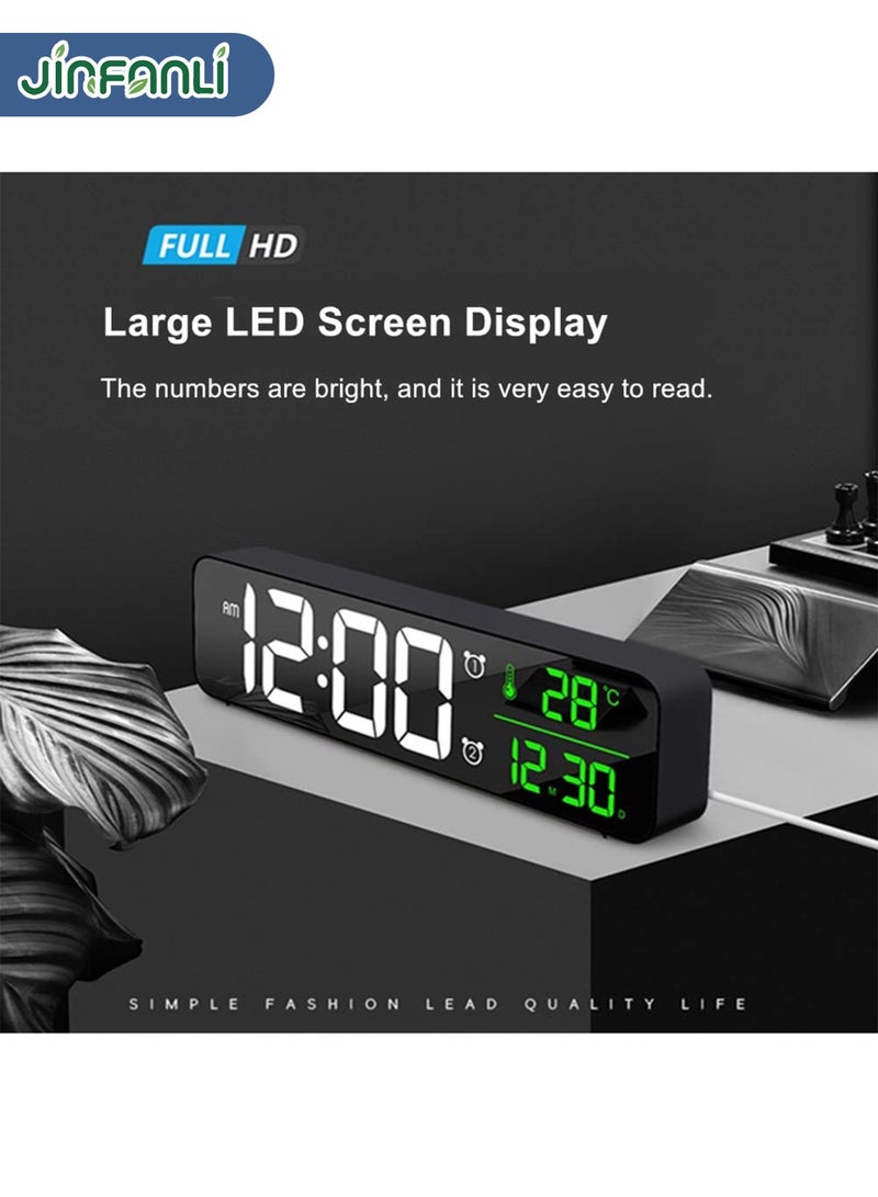 JINFANLI Large Display Alarm Clock With Date & Temp,Digital Clock for Bedroom and Living Room -  10.4 Inch, 12/24H,  Black - Image 2