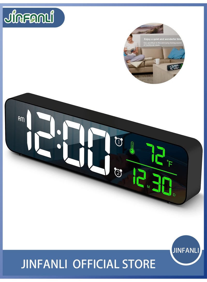 JINFANLI Large Display Alarm Clock With Date & Temp,Digital Clock for Bedroom and Living Room -  10.4 Inch, 12/24H,  Black - Image 1