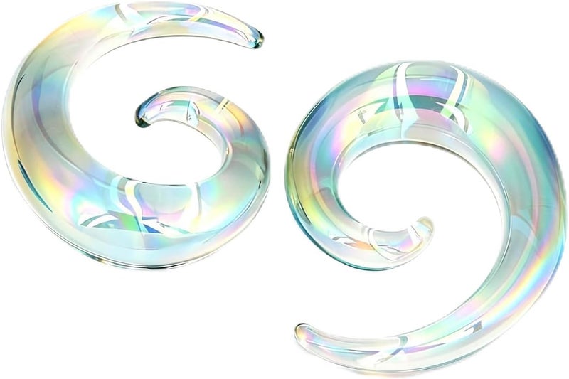 Oyaface 2 PC Glass Ear Tapers Plugs 8G-00G Spiral Gauges Piercing Jewelry Set - Image 1