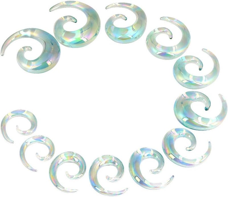 Oyaface 2 PC Glass Ear Tapers Plugs 8G-00G Spiral Gauges Piercing Jewelry Set - Image 3
