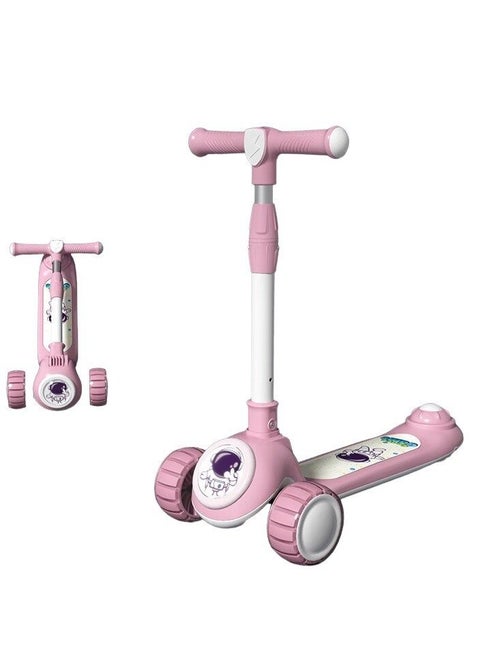 Scooter for kids 2-8 years luminous wheels with light and music pink