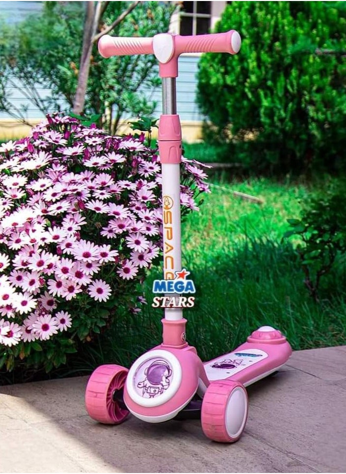 null - Scooter for kids 2-8 years luminous wheels with light and music pink - Image 1