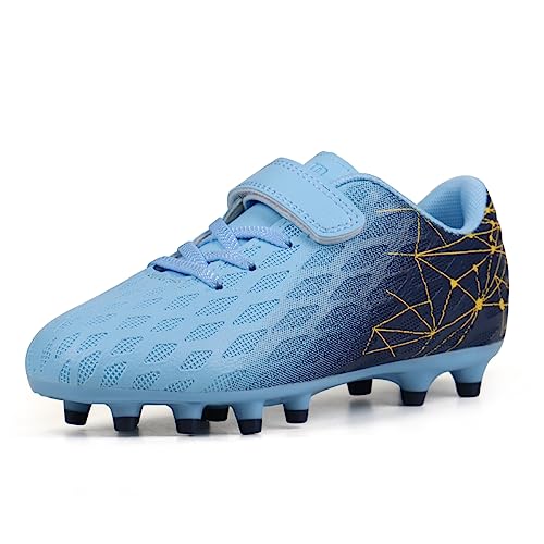 brooman Kids Firm Ground Soccer Cleats Boys Girls Athletic Outdoor Football Shoes (11.5,Blue Navy) - Image 1