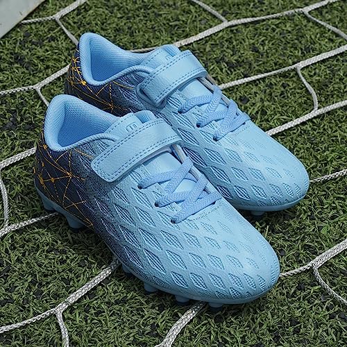 brooman Kids Firm Ground Soccer Cleats Boys Girls Athletic Outdoor Football Shoes (11.5,Blue Navy) - Image 2
