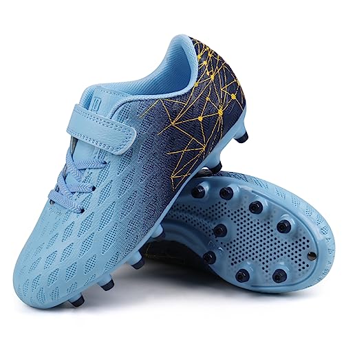 brooman Kids Firm Ground Soccer Cleats Boys Girls Athletic Outdoor Football Shoes (11.5,Blue Navy) - Image 4