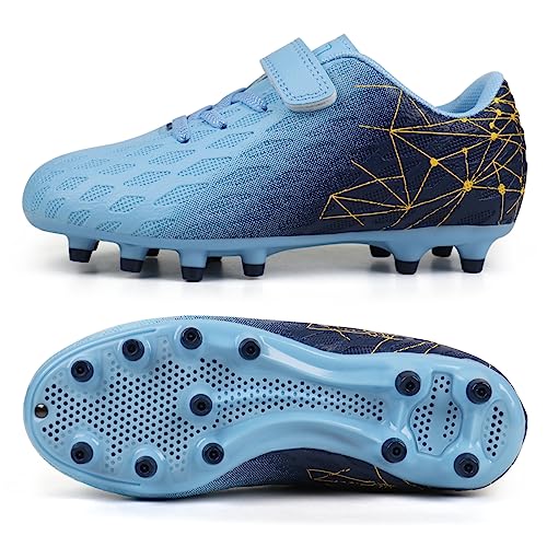 brooman Kids Firm Ground Soccer Cleats Boys Girls Athletic Outdoor Football Shoes (11.5,Blue Navy) - Image 3