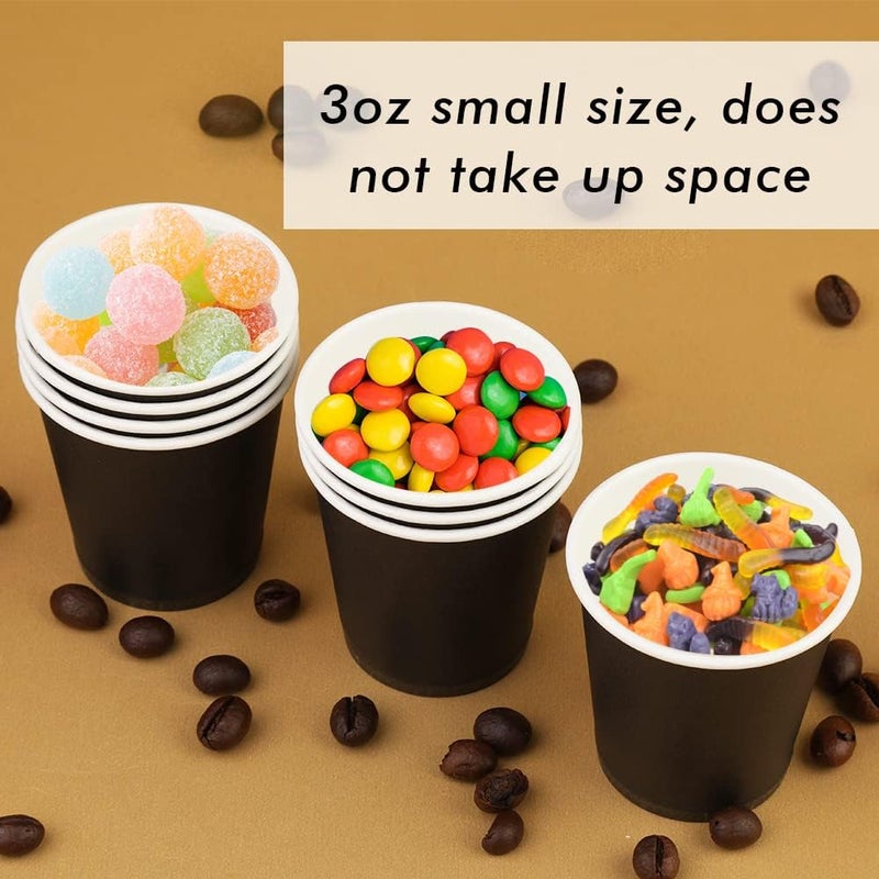 Wuadua 100 Pack 3 oz Paper Cups Bathroom cups  Espresso Cups  Small Paper Cups for Mouthwash  Snacks  Suitable for Family  Party  Picnic(Black) - Image 4