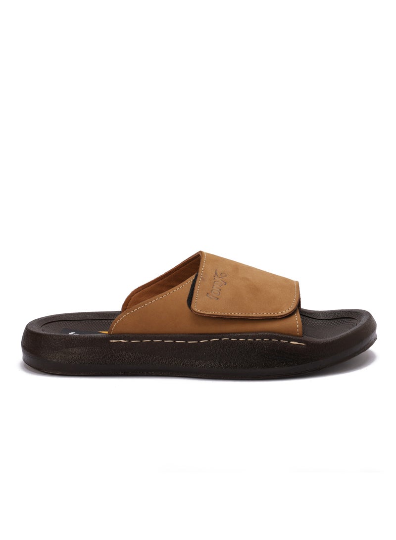 Men's Medical Slippers Genuine Leather Material Eva Comfort Sole - Practical Design with Adhesive Closure - Image 3