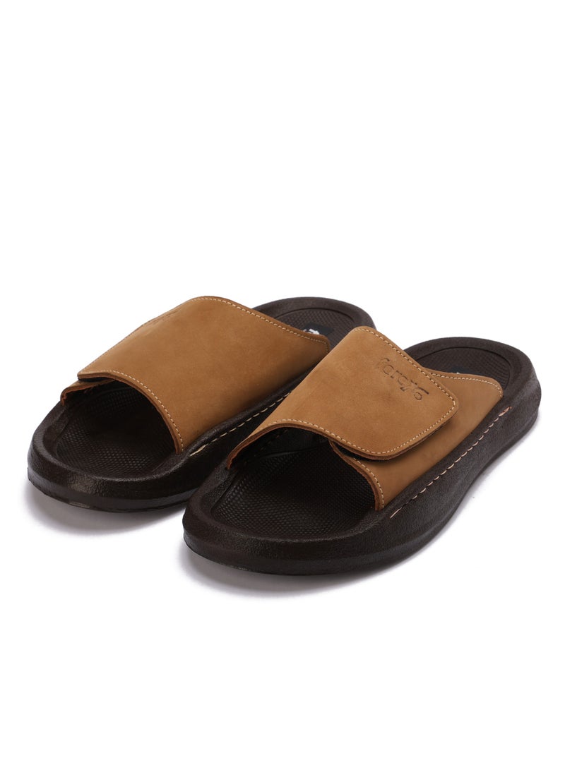 Men's Medical Slippers Genuine Leather Material Eva Comfort Sole - Practical Design with Adhesive Closure - Image 2
