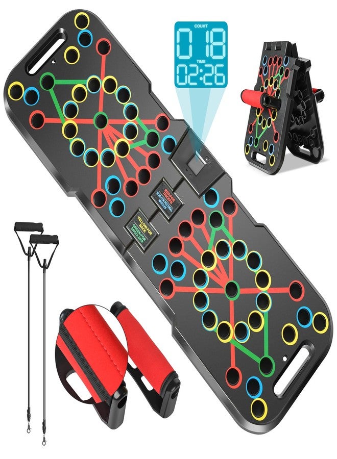 JNATER Push Up Board with Smart Count, Multi-Function 60 in 1 Push Up Bar (Foldable & Portable), Push up Handles for Floor, Professional Home Workout Equipment, Strength Training Equipment for Men & Women - Image 1