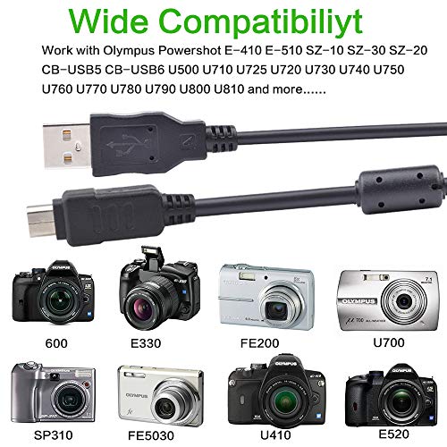 Sqrmekoko USB Charging & Data Transfer Cable for Olympus Stylus Tough TG-860, TG-870, TG-830, TG-630 Cameras – 4.9FT USB Interface Cord - Image 3