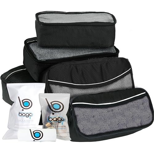 bago 8 Pcs Packing Cubes for Travel - 5 Travel Packing Cubes for Suitcases with 3 ZipLock Bags, Luggage Organizer Bags to Get Maximum Storage, Save Time & Effort to Pack (Black) - Image 1