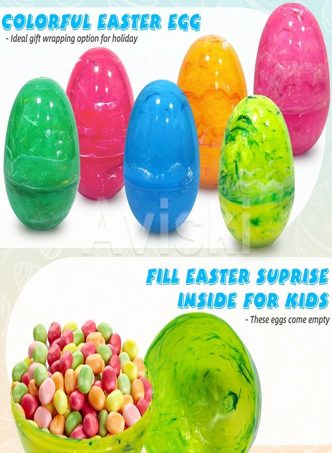 Aviski 6Pcs 6" Jumbo Marble-Like Giant Plastic Easter Eggs for Kids Egg Hunt Basket Bag Large Empty Stuffers Fillers, Toys Filling Treats & Easter Theme Party Supplies Favor - Image 3