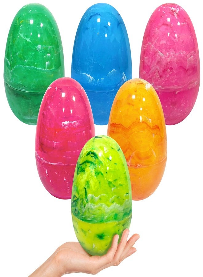 Aviski 6Pcs 6" Jumbo Marble-Like Giant Plastic Easter Eggs for Kids Egg Hunt Basket Bag Large Empty Stuffers Fillers, Toys Filling Treats & Easter Theme Party Supplies Favor - Image 1