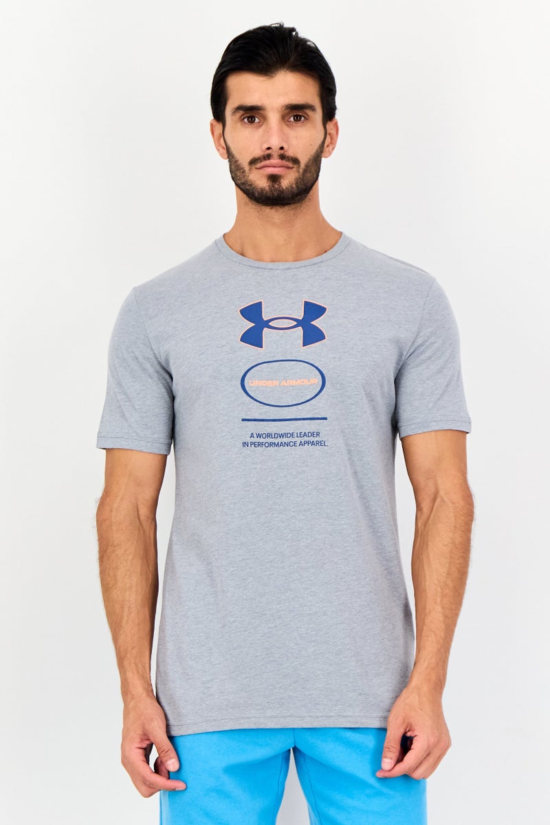 UNDER ARMOUR تي شيرت رجالي فضفاض بأكمام قصيرة للخارج، رمادي - Image 1