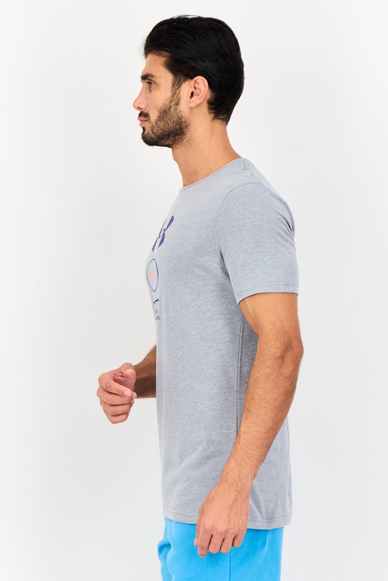 UNDER ARMOUR تي شيرت رجالي فضفاض بأكمام قصيرة للخارج، رمادي - Image 4