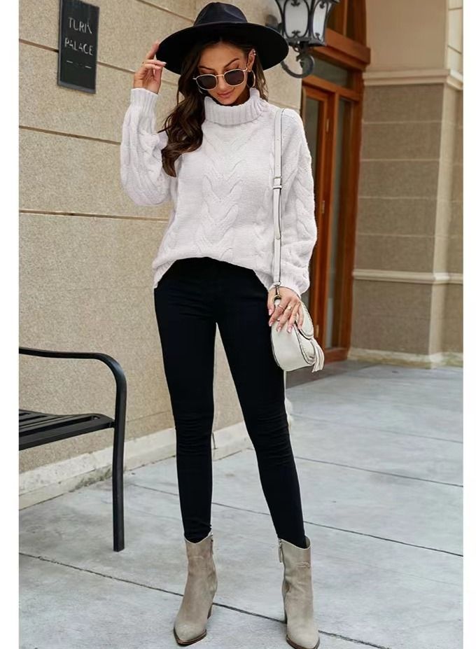 Loquat Women's Flared Sleeve Jumper Turtleneck Twist Sweater  - Image 2