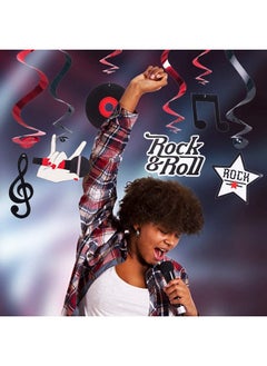 Easy Joy Rock and Roll Themed Birthday Party Decoration Rock Star Foil Swirl Happy Birthday Banner Tassel Paper Garlands Tissue Pom Poms Decor 40pcs Easy Joy  - Image 4