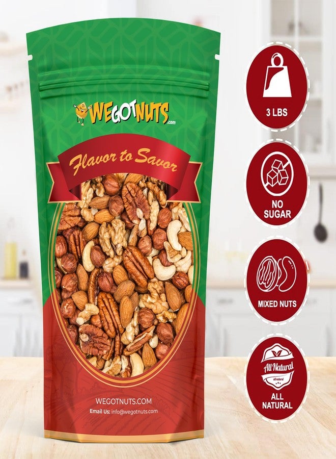 We Got Nuts Raw Deluxe Unsalted Mixed Nuts- Premium Quality Kosher Mixed Nuts Snack by We Got Nuts- Natural Rich Flavor Cashews, Walnuts, Almonds, Pecans, Macadamia Nuts & More- Packed in A Resealable Bag- 3 lbs - Image 2