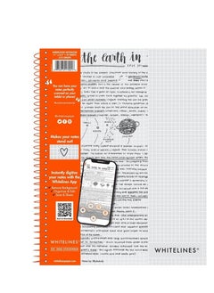 Roaring Spring ROARING SPRING Whitelines Spiral Graph Ruled Notebook, Digitally Download Your Notes with FREE App, Premium Gray Paper, 11" x 8.5" 70 Sheets  - Image 1