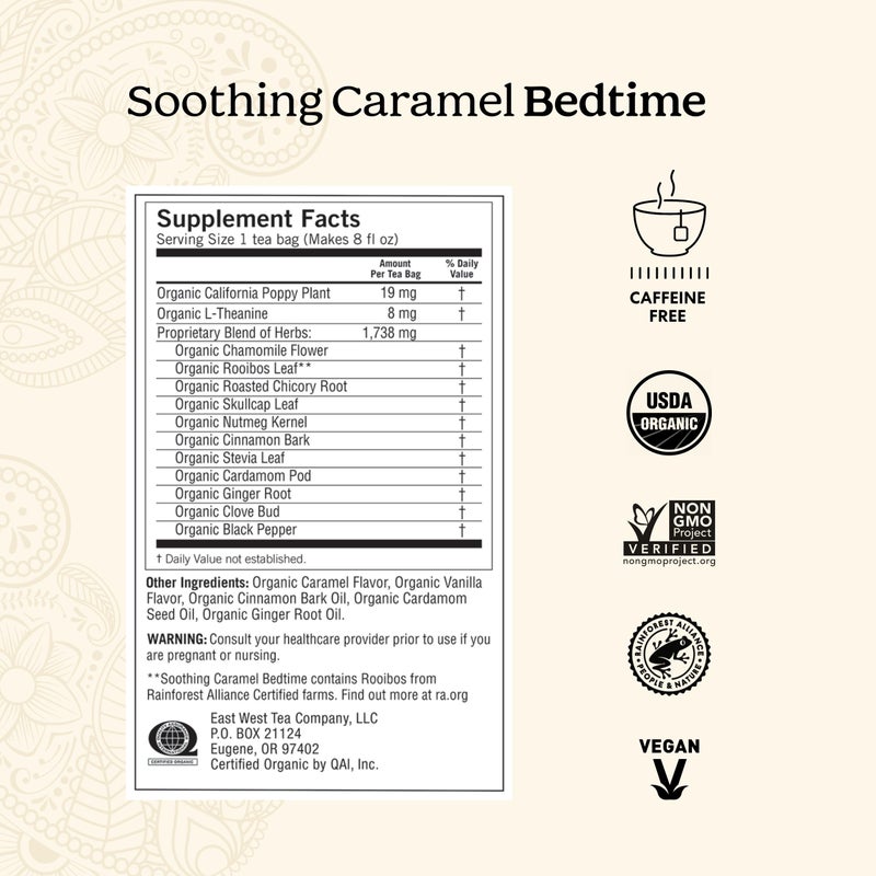 Yogi Tea Soothing Caramel Bedtime Tea - 16 Tea Bags per Pack (6 Packs) - Calming Sleep Tea - Supports Good Sleep - Includes Chamomile Flower, Rooibos Leaf, Roasted Chicory Root & More - Image 3