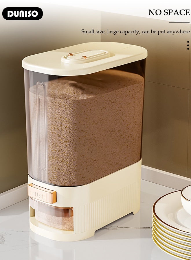 DUNISO Rice Storage Containers,Rice Dispenser,Rice storage Large Grain Container Storage with Measuring Cup & Time Scale,Household Cereal Dispenser Bucket for Home Kitchen Pantry Rice Corn - Image 5