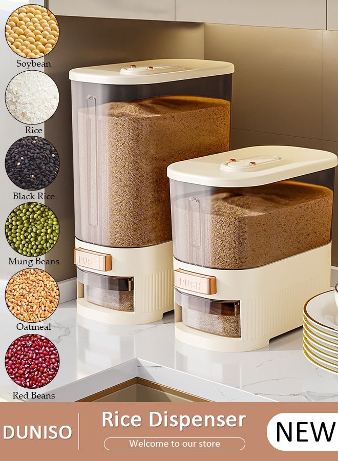 DUNISO Rice Storage Containers,Rice Dispenser,Rice storage Large Grain Container Storage with Measuring Cup & Time Scale,Household Cereal Dispenser Bucket for Home Kitchen Pantry Rice Corn - Image 1