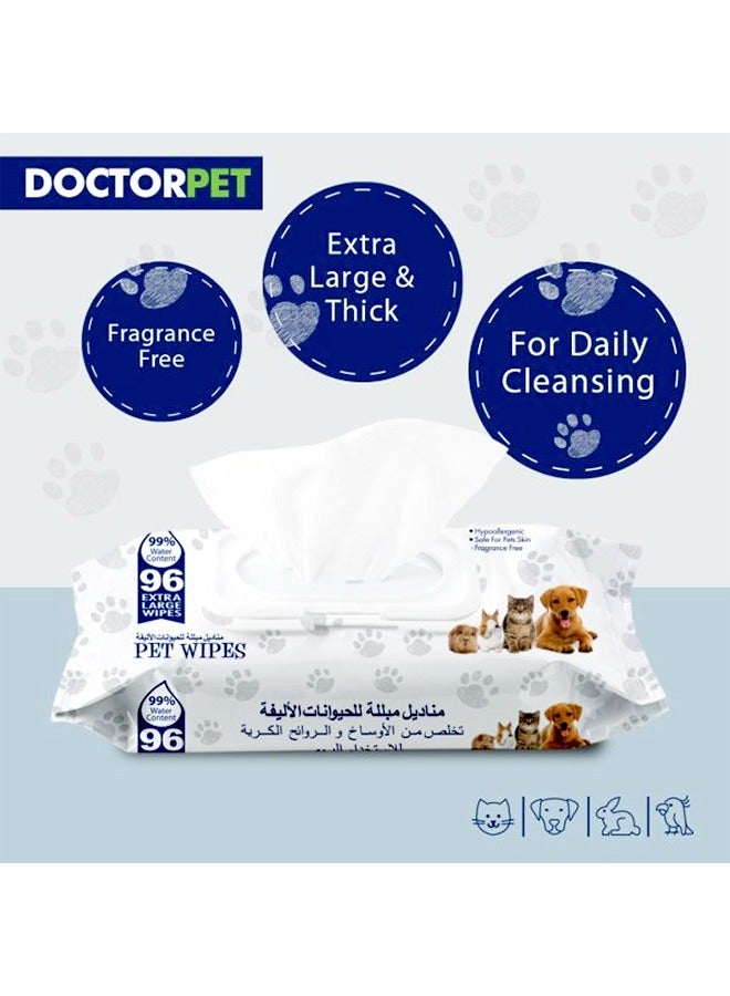 DoctorPet Pet Wipes Extra Large For Dogs And Cats - 96 Sheets - Image 2