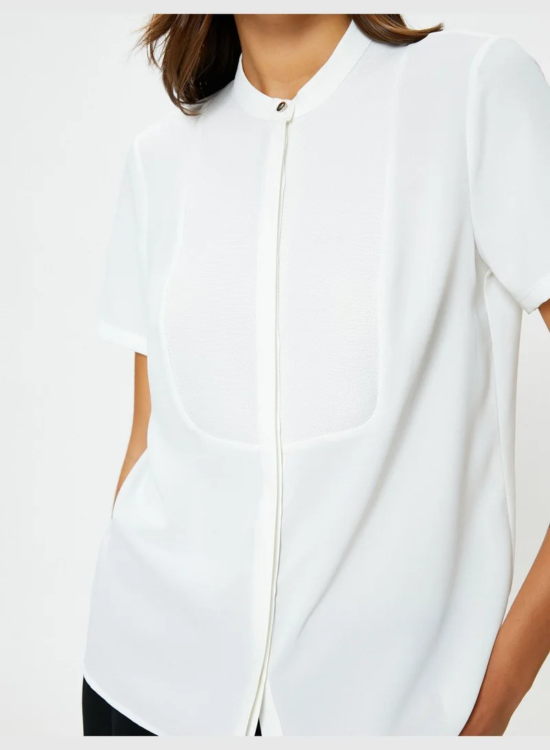 KOTON Regular Mandarin Collar Short Sleeve Shirt