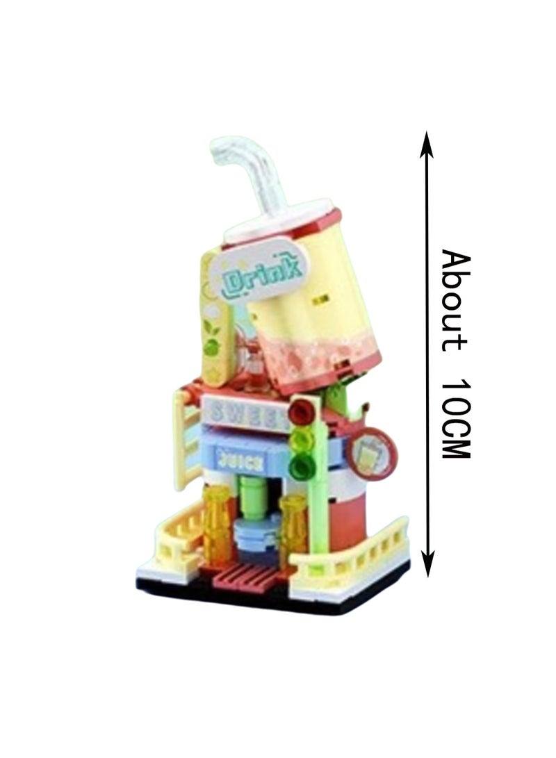 111pcs Juice Shop Model Diy Assembly Building Blocks Creative Ornaments Gifts Simulation Collection Building Assembly Toys Home Decoration - Image 2