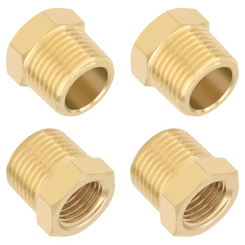 KOOTANS 4pcs Heavy Duty 3/8 NPT Male Thread to 1/4 NPT Female Thread Brass Reducer Hex Bushing Brass Fitting Pipe Hose Tube Adapter Convert - Image 1