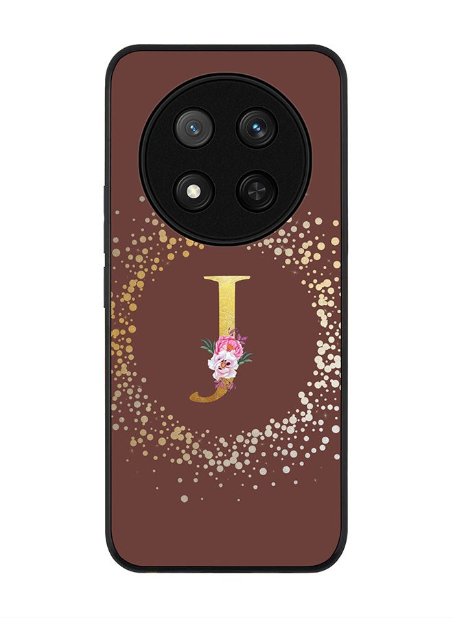 Stylizedd For Honor X9c / Honor Magic7 Lite 5G Case,Slim fit Camera Protection, Shockproof Thin Phone cover  - Custom Monogram Floral - J  (Brown ) - Image 1