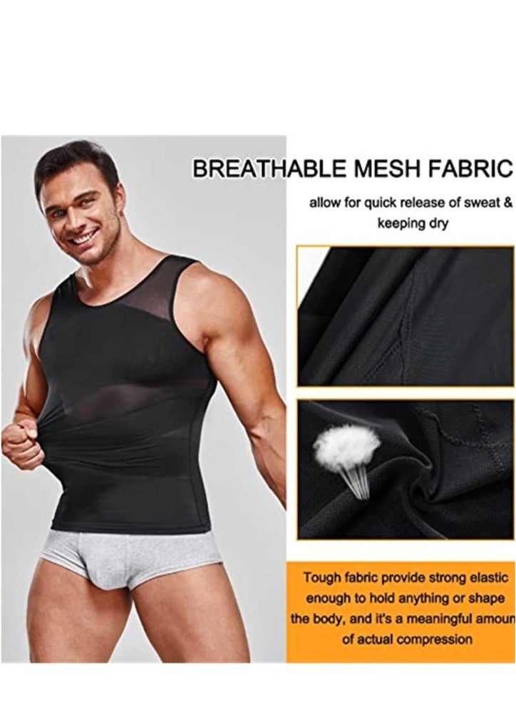كِينْسُون قميص ضغط للرجال قميص تنحيف الجسم المشكل تانك توب للتثدي بدون أكمام ملابس داخلية سترة الرجال XL - Image 2
