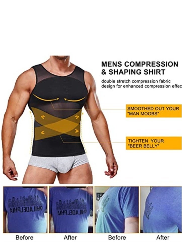 كِينْسُون قميص ضغط للرجال قميص تنحيف الجسم المشكل تانك توب للتثدي بدون أكمام ملابس داخلية سترة الرجال XL - Image 3
