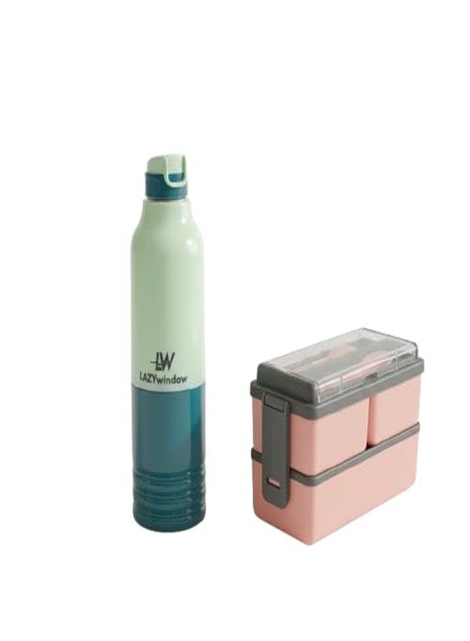 LAZYwindow Insulated Water Bottle and Airtight Lunch Box Set, BPA-Free, Leak-Proof Tiffin Combo for Office, School and Gym - Image 1