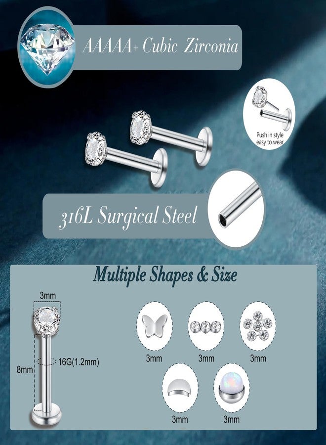 D.Bella 16G Piercing Taper Insertion Tool Flat Back Earrings Studs Push in Threadless Nose Studs Plated Surgical Stainless Steel Labret Lip Cartilage Helix Tragus Piercing Jewelry for Women Men - Image 4