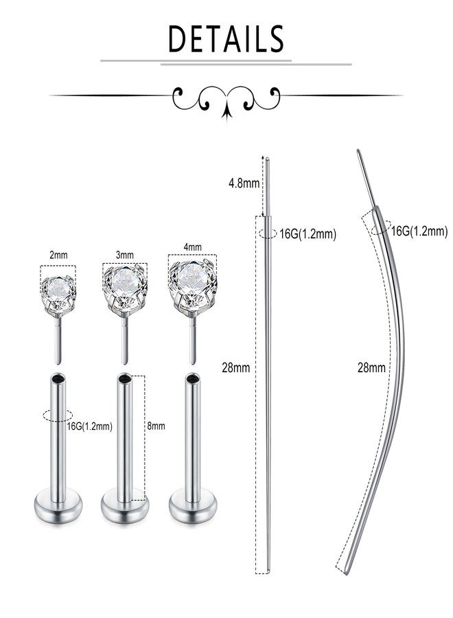 D.Bella 16G Piercing Taper Insertion Tool Flat Back Earrings Studs Push in Threadless Nose Studs Plated Surgical Stainless Steel Labret Lip Cartilage Helix Tragus Piercing Jewelry for Women Men - Image 5