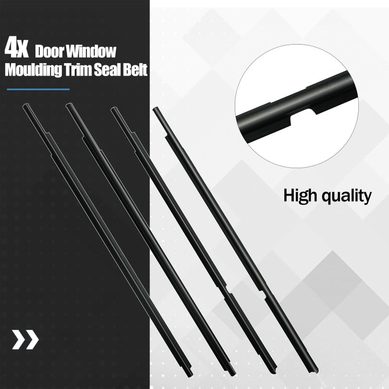 Generic KMBNTU 4Pcs Front & Rear Weatherstrip Window Molding Trim Seal Belt Fit for Toyota Yaris 2005-2011 Vitz 2005-2010,Replace 68160-52110 68180-52100 68210-52110 68230-52100  - Image 2